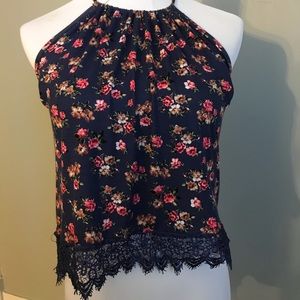 Open-back Floral Halter Tank